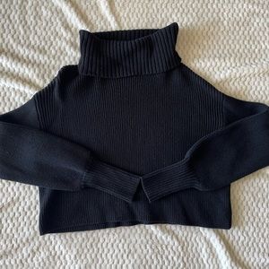 Black Cropped Turtleneck Sweat